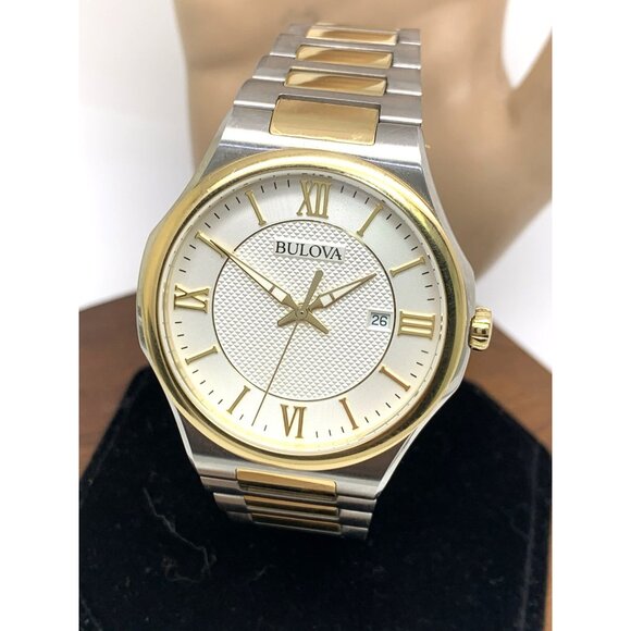 Bulova Men's Watch 98B440 Silver Dial Quartz Two Tone Stainless Steel 41mm - Picture 1 of 14